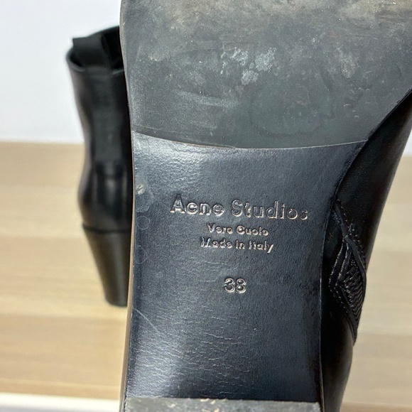 Acne Studios Black Leather Ankle Boots – Block Heel, Size EU 38 - Picture 4 of 8